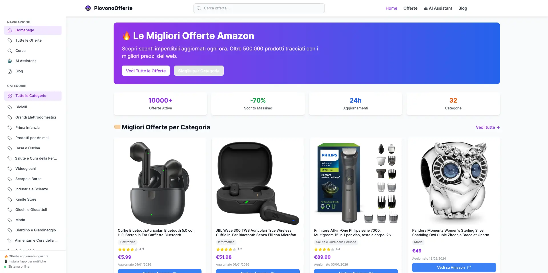 PiovonoOfferte - screenshot progetto 1