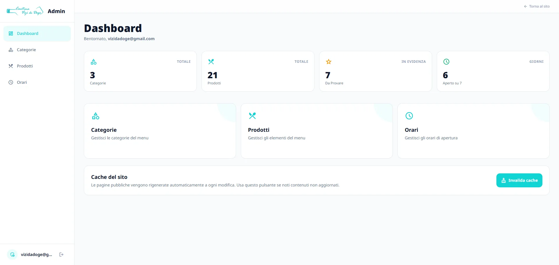 Cantina Vizi da Doge - screenshot progetto 3