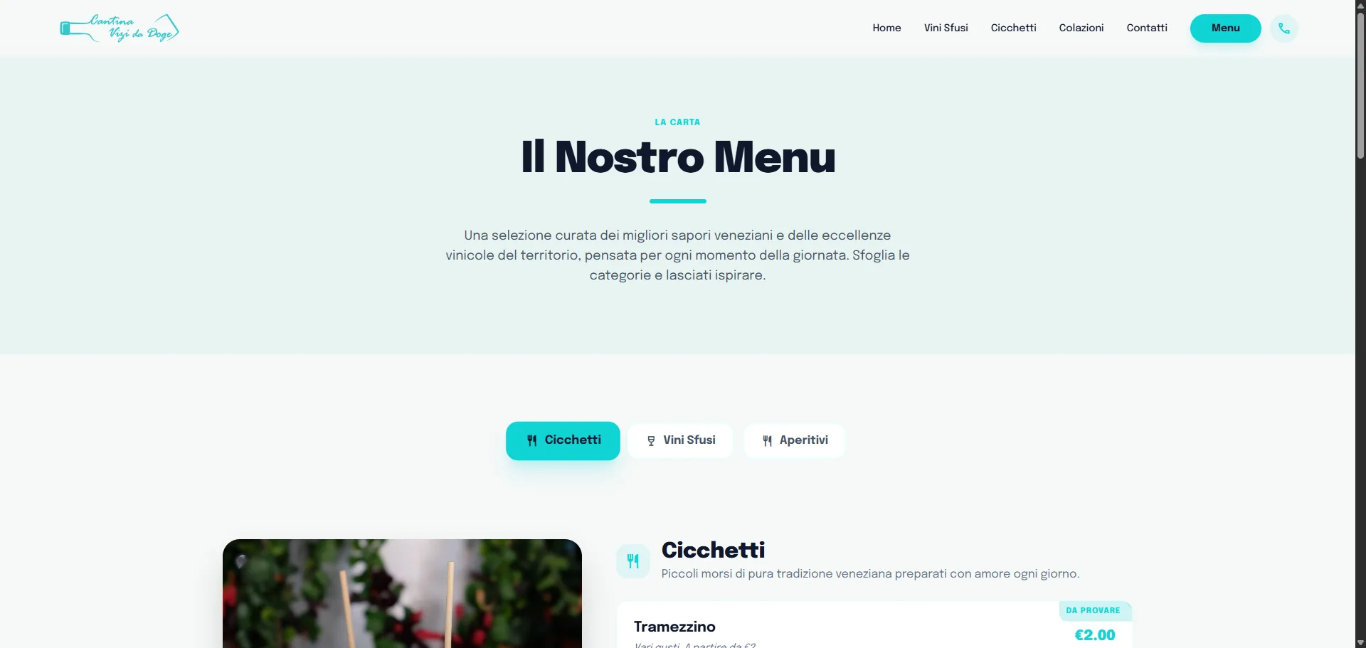 Cantina Vizi da Doge - screenshot progetto 2