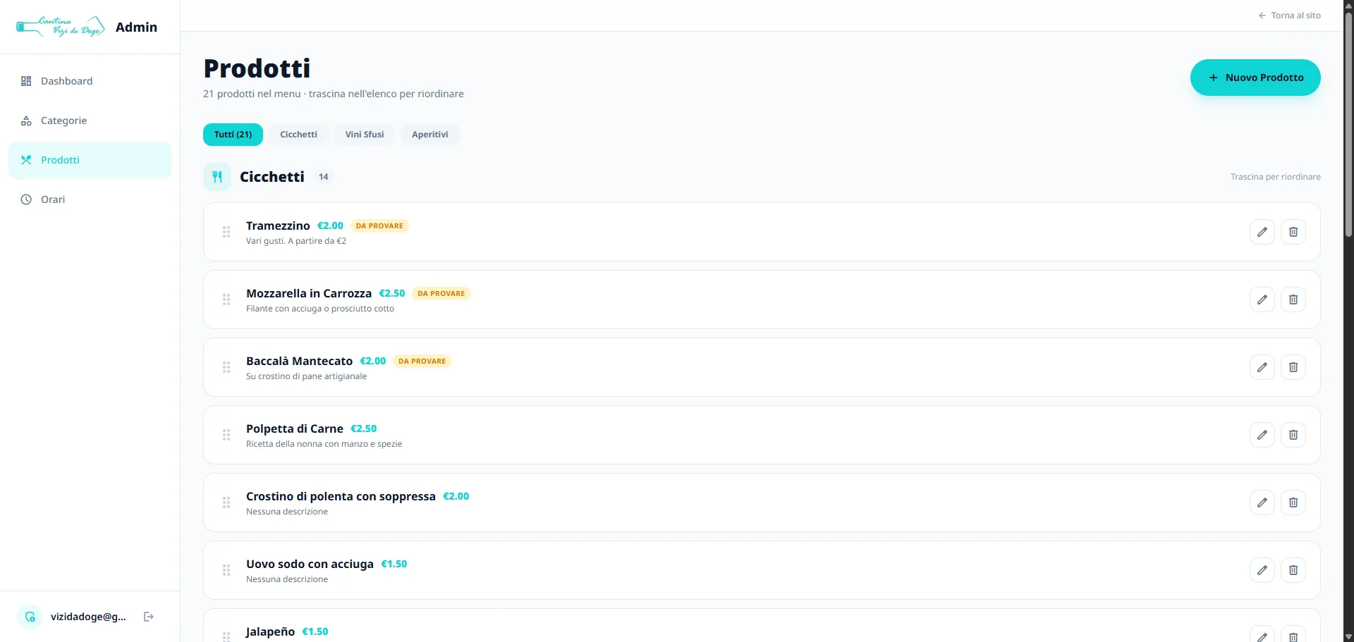 Cantina Vizi da Doge - screenshot progetto 4