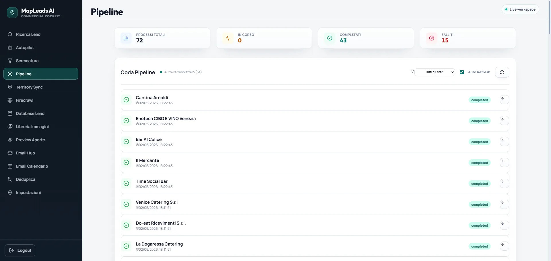 MapLeads AI - screenshot progetto 2